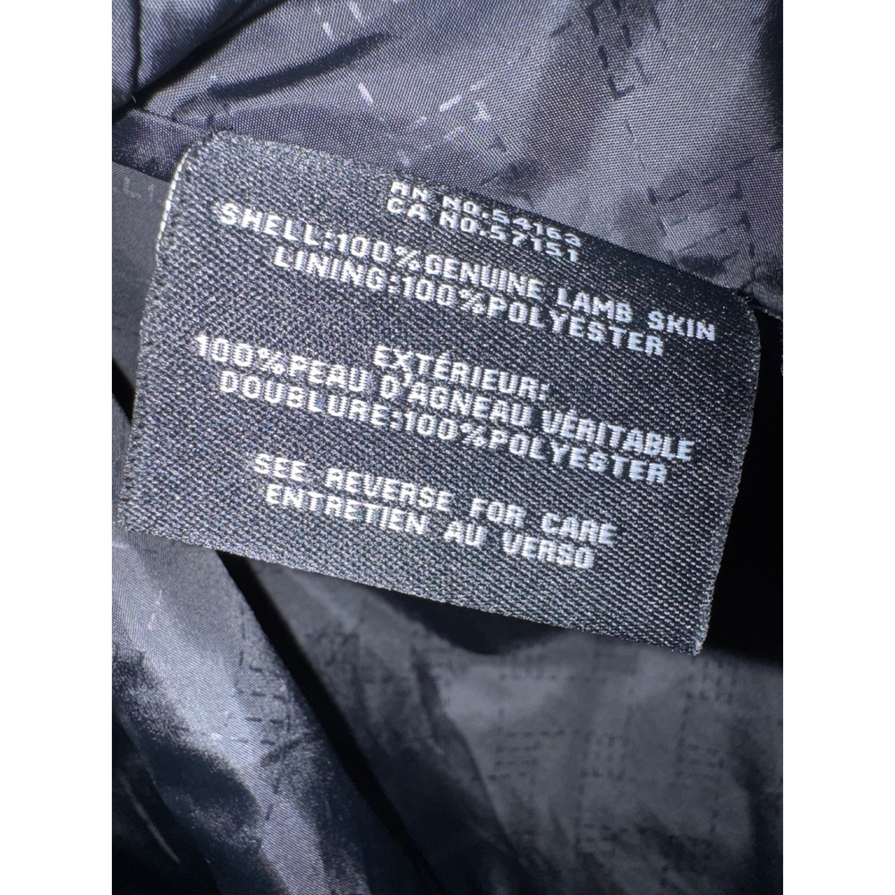 Cole Haan Womens 2X Black Genuine Lambskin Leather Zip Front Mock Neck Jacket - Picture 4 of 7